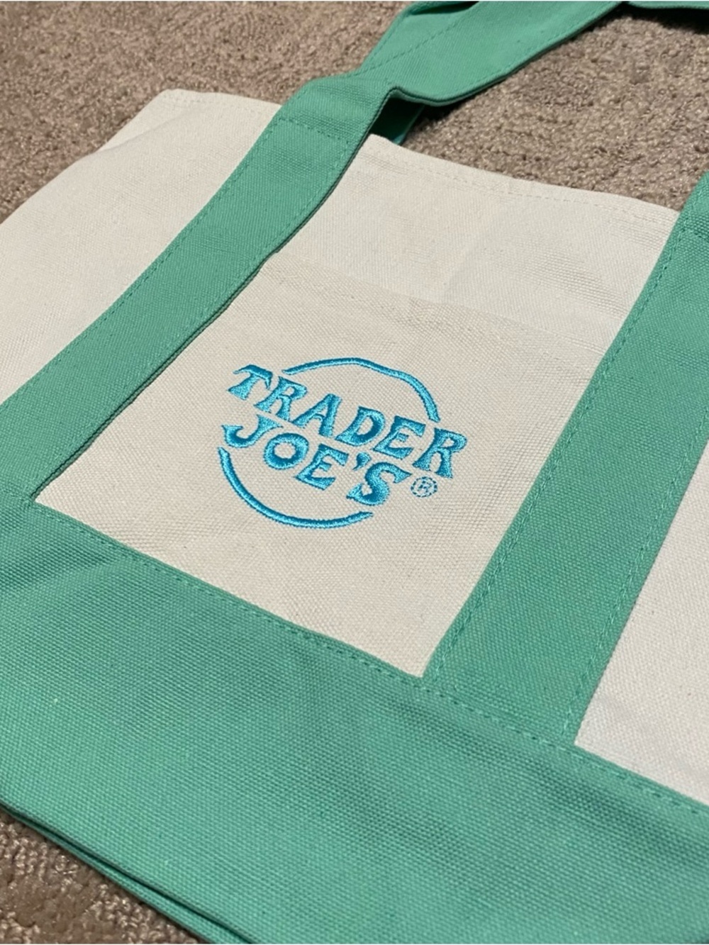 New {Trader Joe’s} Mini Pastel Canvas Tote Bags - Set of 2 - Picture 6 of 11